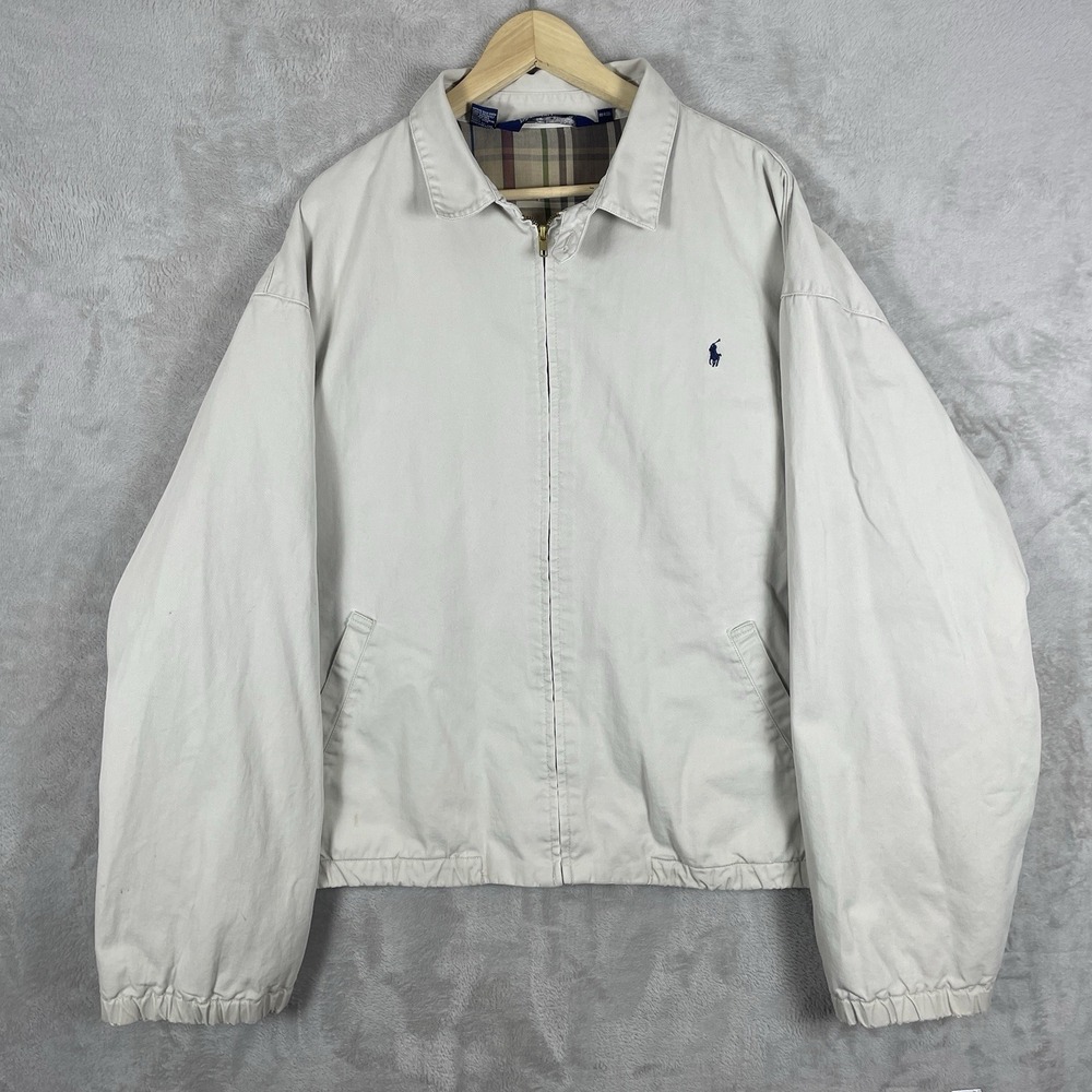 Vtg 90s Polo Ralph Lauren Harrington Bi-Swing Jacket XXL Flannel Lined Cotton